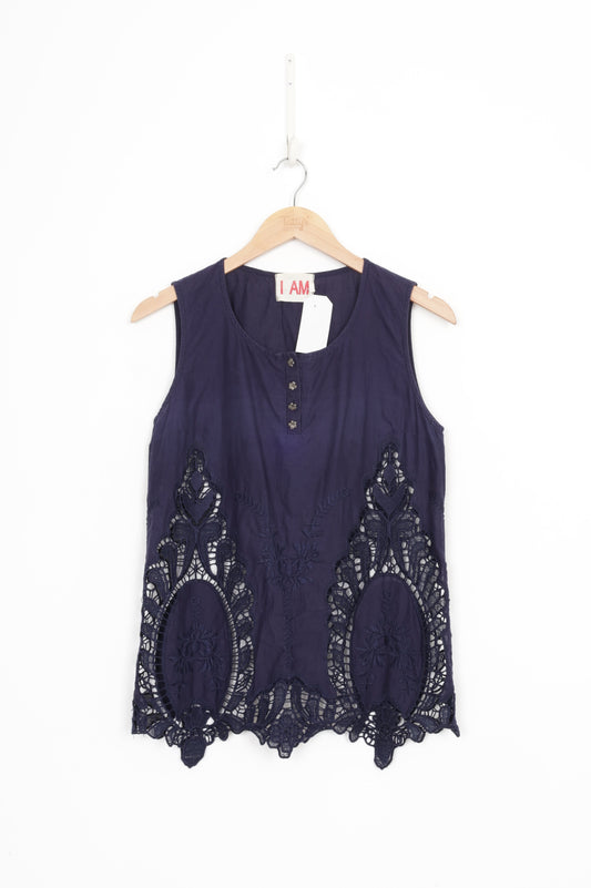 I AM Womens Blue Top Size 10