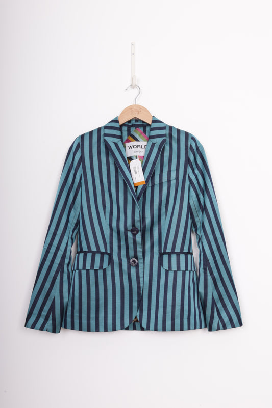 World Womens Blue Blazer Size S