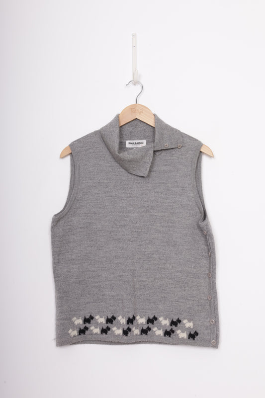 Black & White Womens Grey Vest Size L