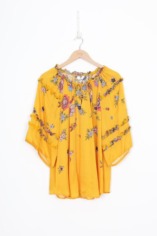 Loobies Story Womens Yellow Blouse Size 16