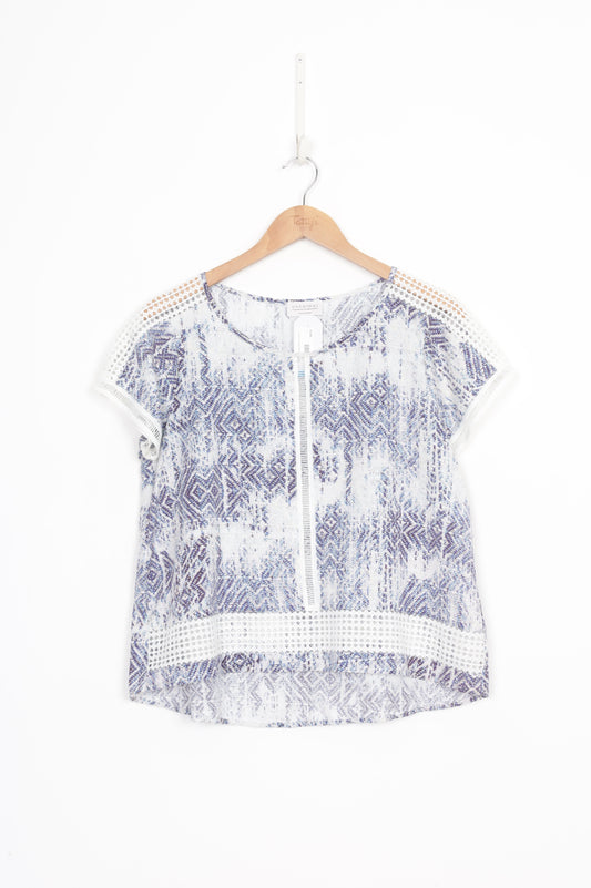 Once Was Womens White Top Size S