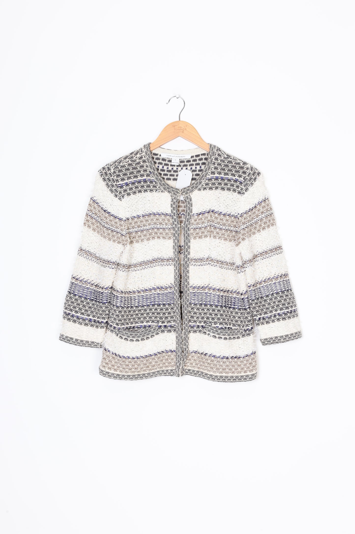 Diane von Furstenberg Womens Cream Jacket Size M