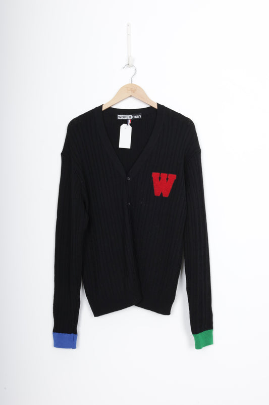 World Man Mens Black Cardigan Size M