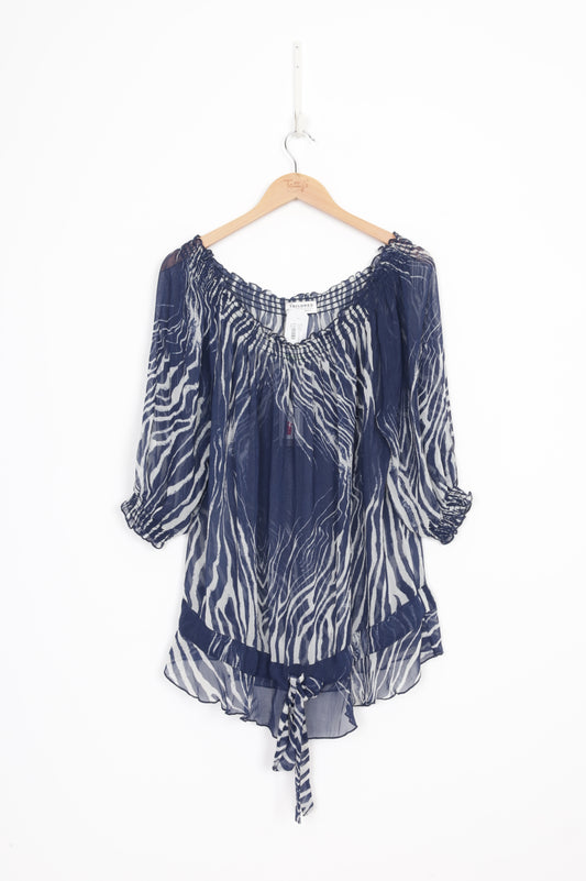 Tailored by Liz Mitchell Womens Blue Top Size 16