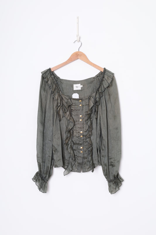 Aje. Womens Green Blouse Size 8