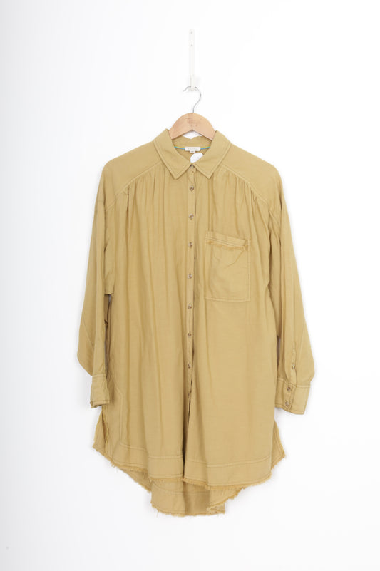 Pilcro Womens Yellow Shirt Size M