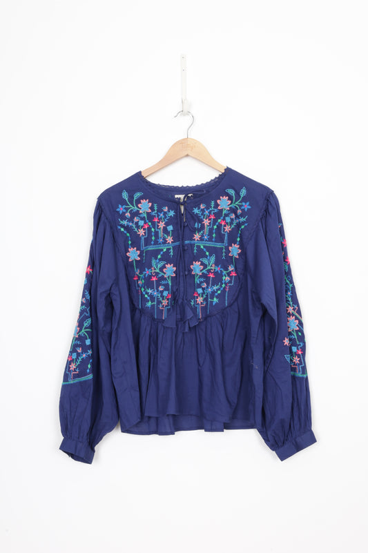 Boho Bird Womens Blue Blouse Size 14