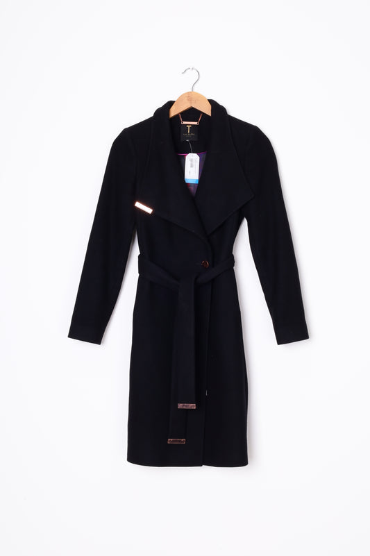 Ted Baker Womens Black Coat Size 0