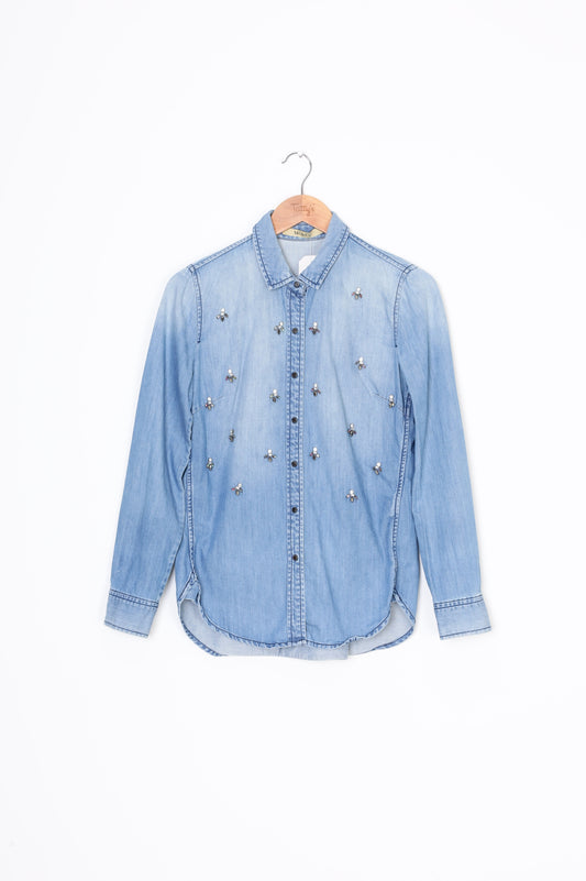 Mo&Co Womens Blue Shirt Size S