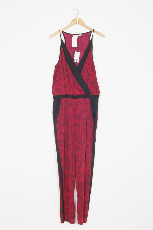 Diane von Furstenberg Womens Red Jumpsuit Size 14