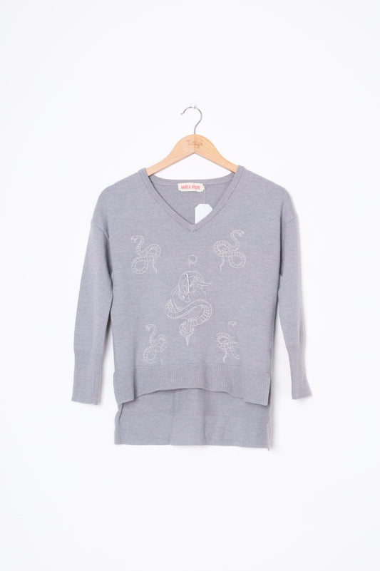 Andrea Moore Womens Grey Jumper Size 10