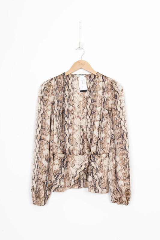 Ronny Kobo Womens Beige Blouse Size XS