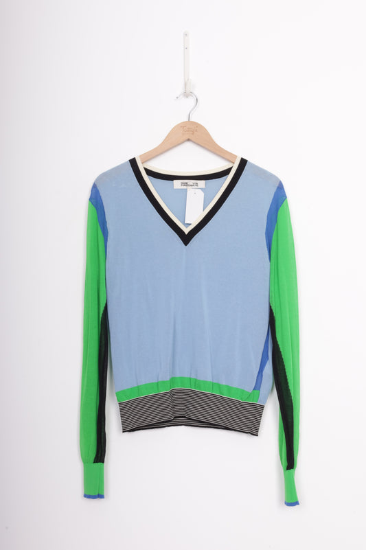 Diane von Furstenberg Womens Blue Jumper Size M