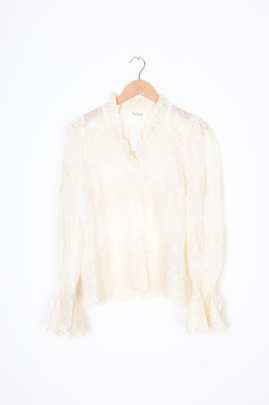 Taelynn Womens Cream Shirt Size S