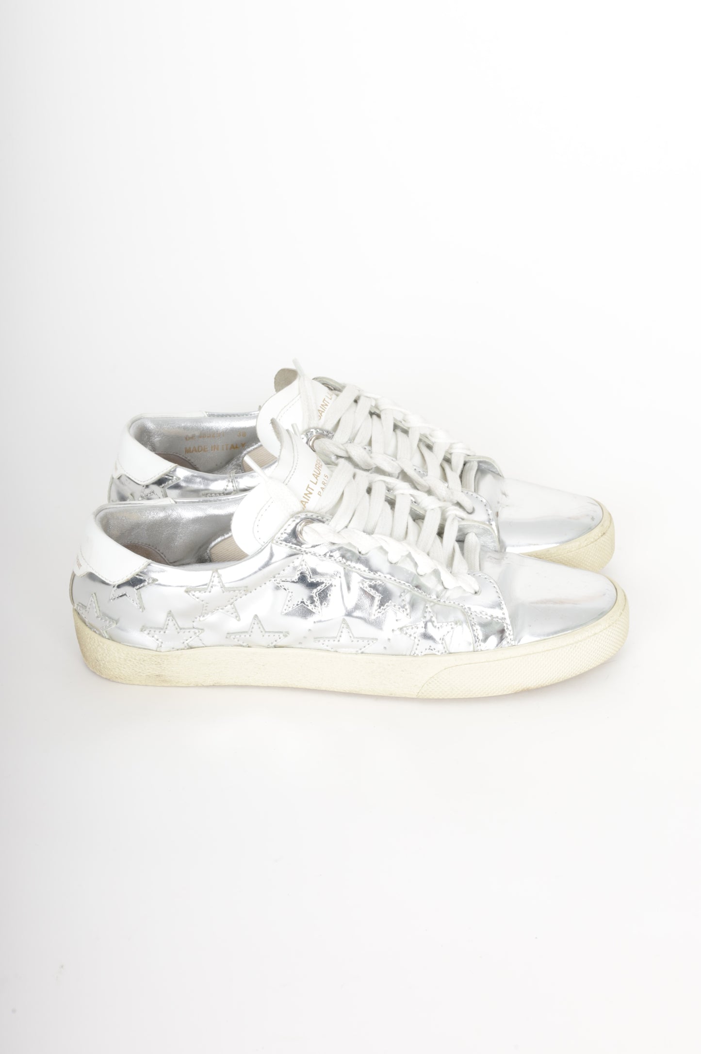 Saint Laurent Womens Silver Sneakers Size EU 38