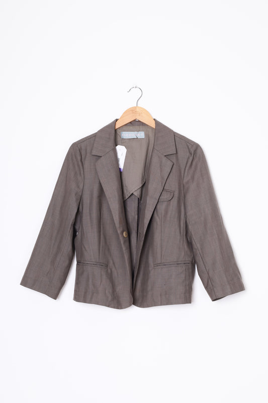 Ricochet Womens Brown Blazer Size 14