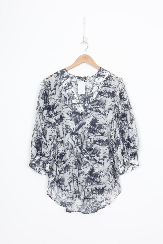 Mela Purdie Womens White Blouse Size 14