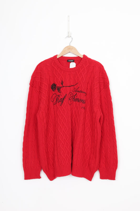 Raf Simons Mens Red Jumper Size M