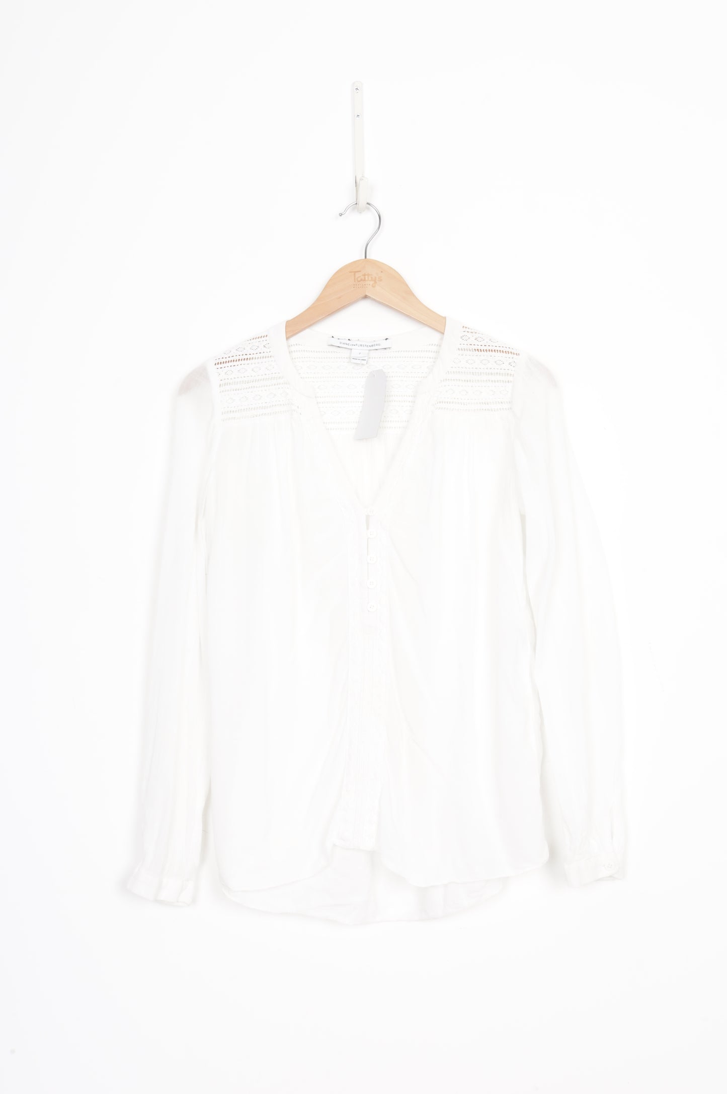 Diane von Furstenberg Womens White Blouse Size 2