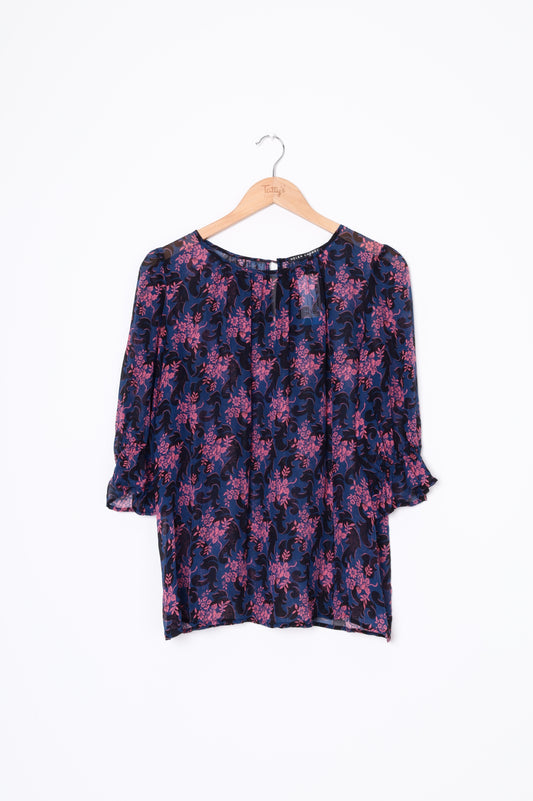 Helen Cherry Womens Blue Blouse Size L