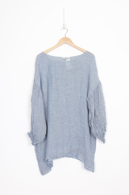Puro Lino Womens Blue Top Size XL
