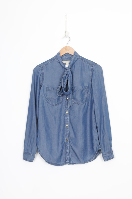 Michael Kors Womens Blue Shirt Size XS