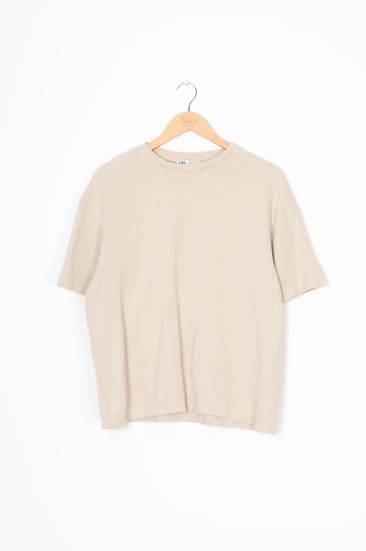Zara Mens Beige T-shirt Size S