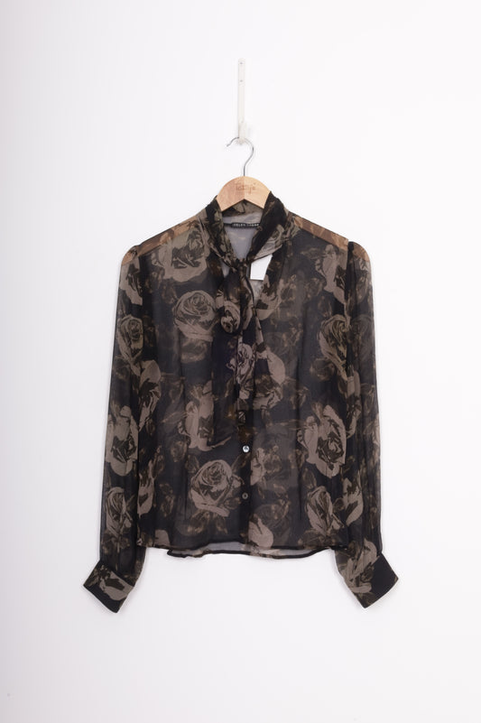 Helen Cherry Womens Brown Blouse Size S