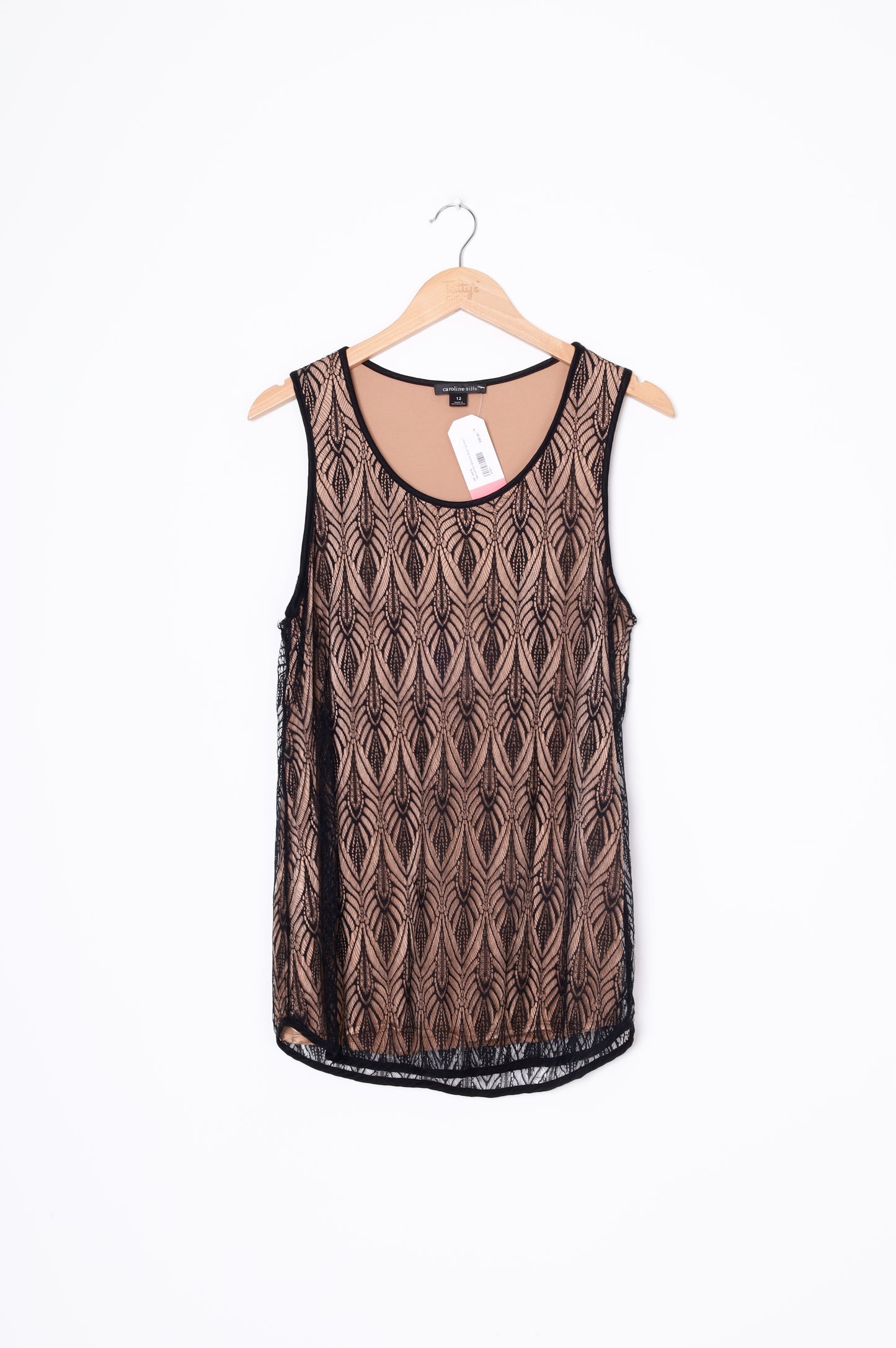 Caroline Sills Womens Beige Top Size 12