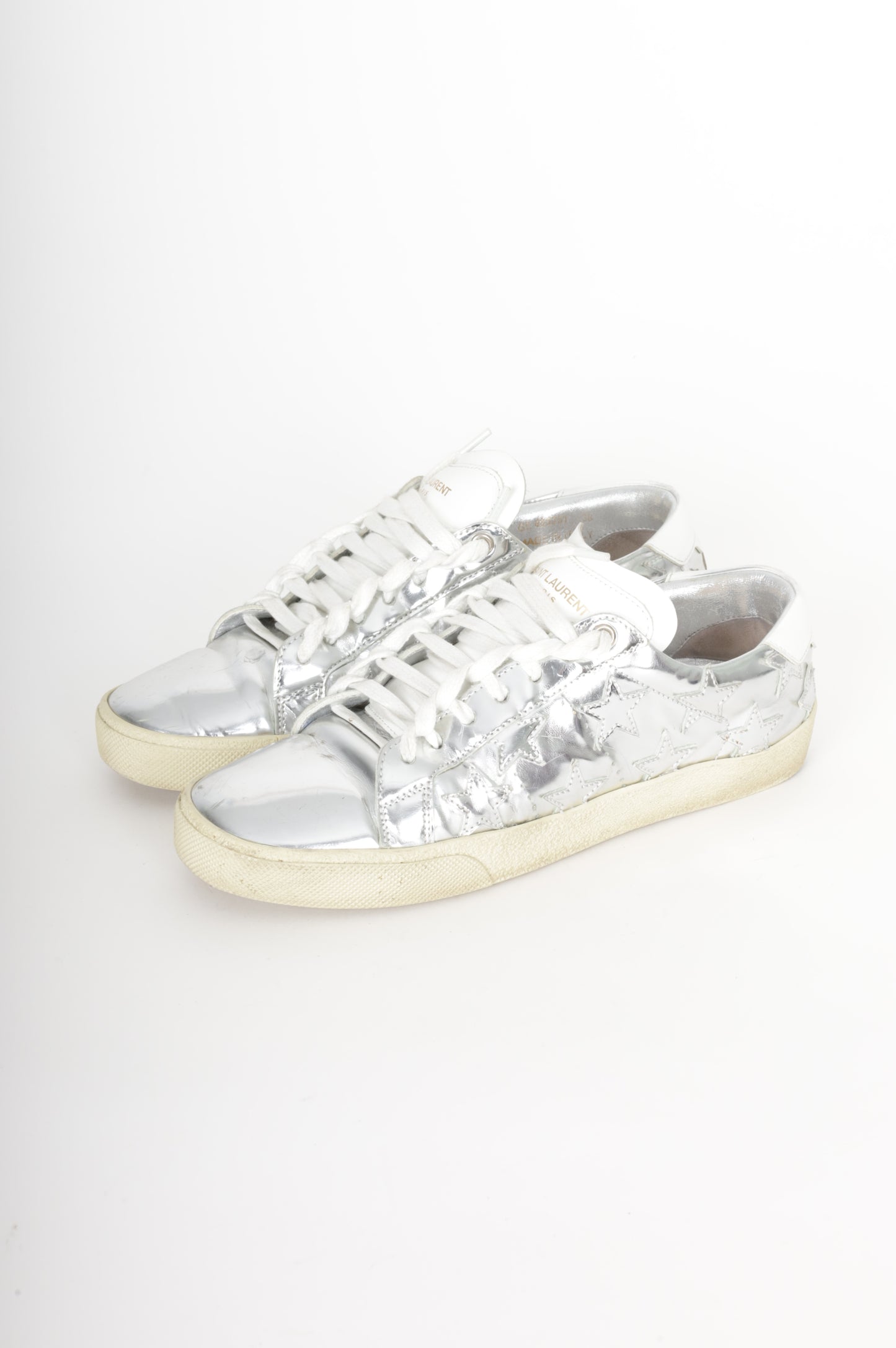 Saint Laurent Womens Silver Sneakers Size EU 38