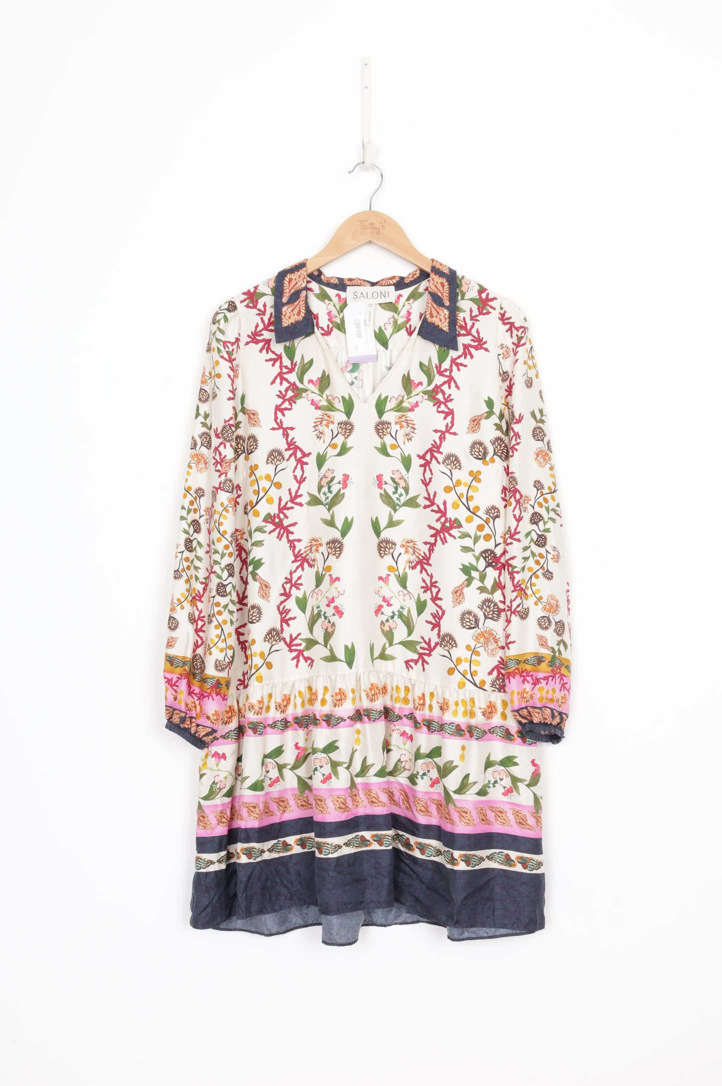 Saloni Womens Cream Dress Size 14