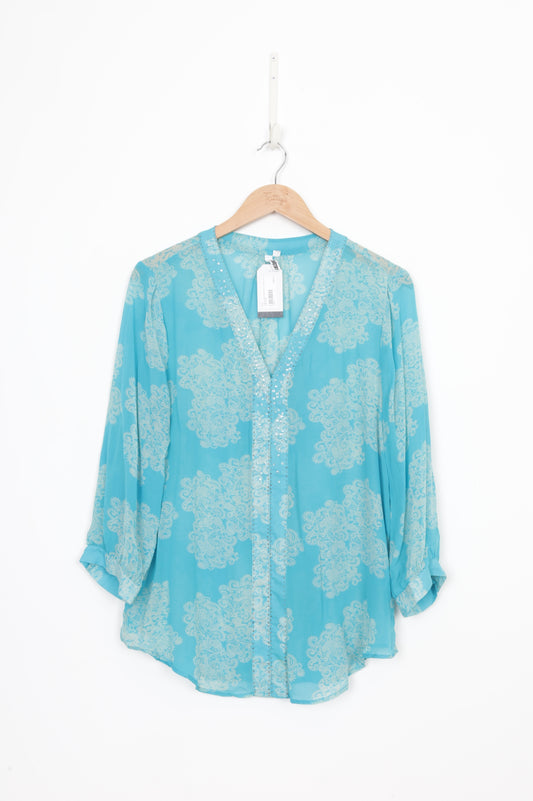 Loobies Story Womens Blue Blouse Size 16