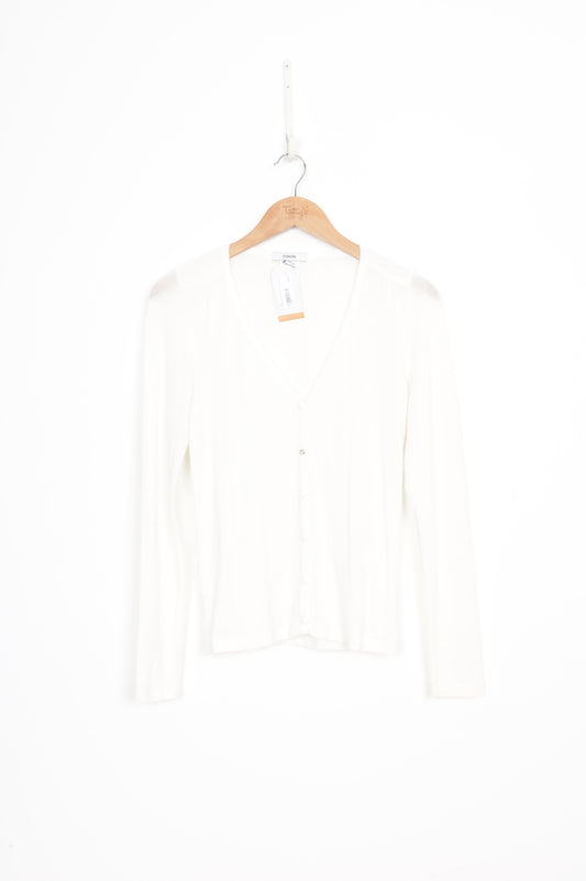 Isakelle Womens White Cardigan Size XS