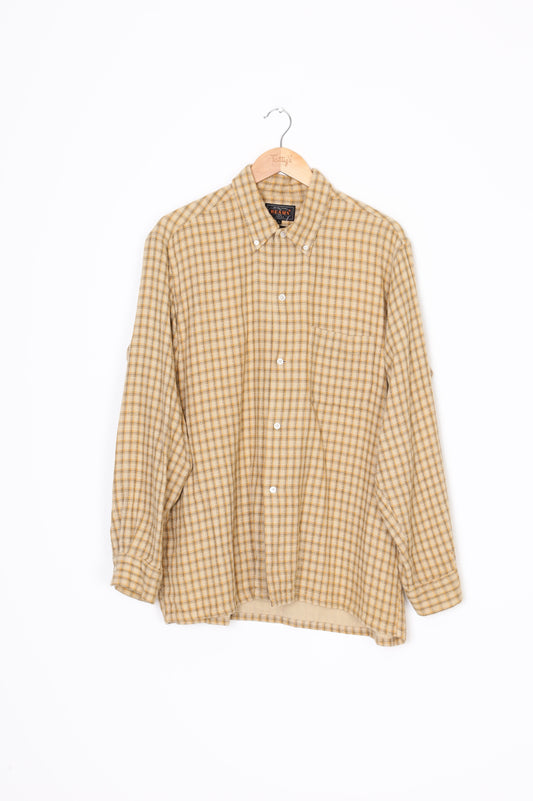 Beams Mens Beige Shirt Size L