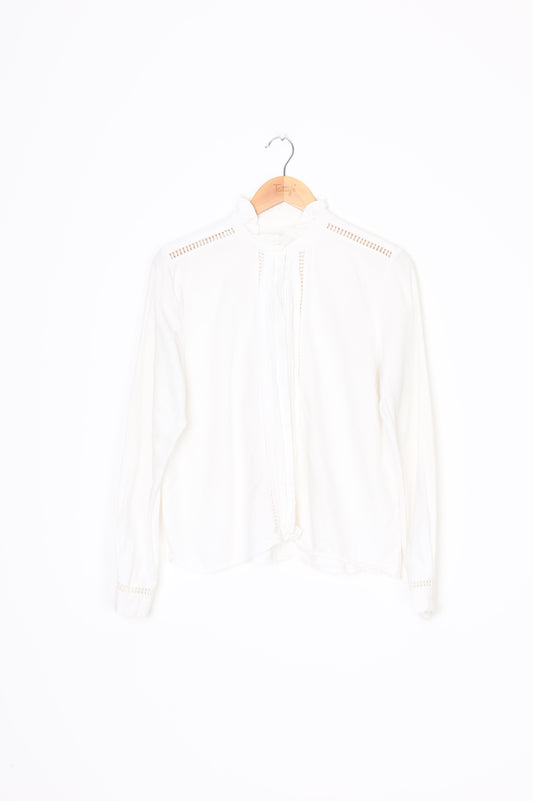 Sezane Rue Saint-Fiacre Womens White Blouse Size EU 42