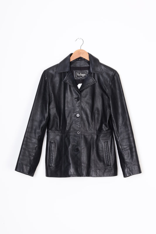 Via Reggio Womens Black Jacket Size 12