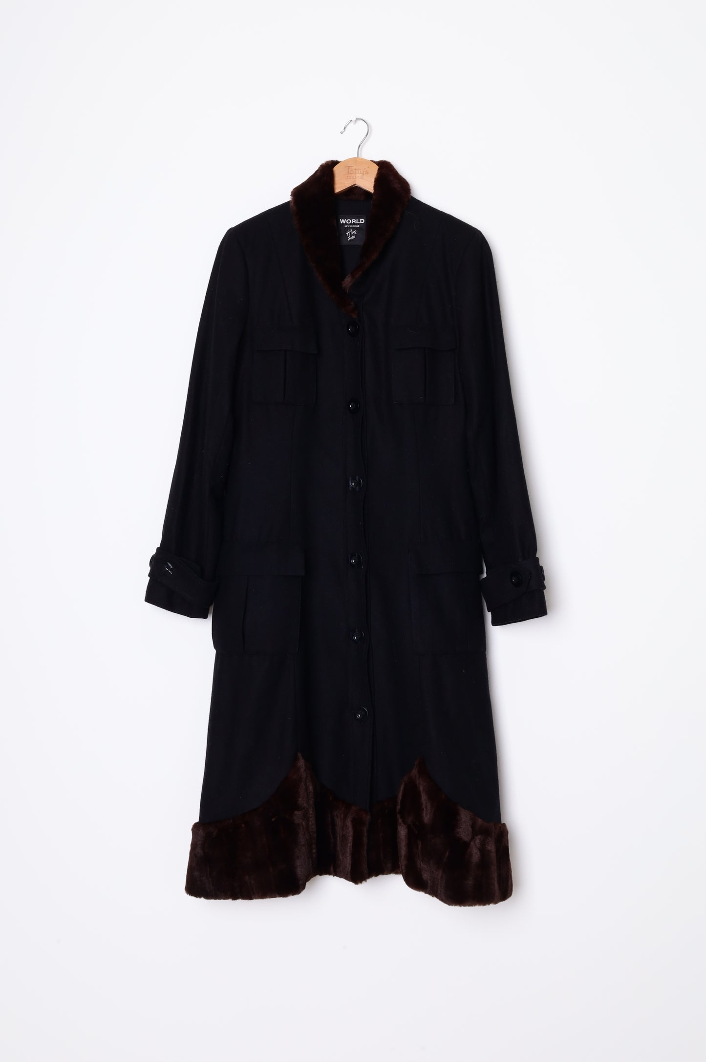 World Womens Black Coat Size L