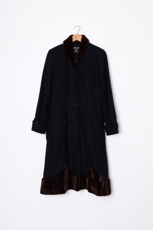 World Womens Black Coat Size L