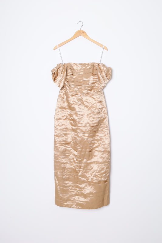 Aje. Womens Gold Dress Size 10