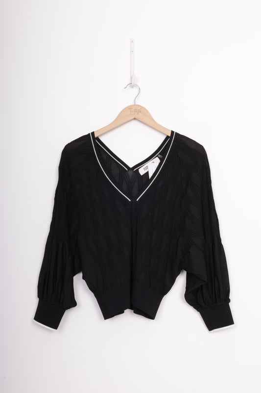 Diane von Furstenberg Womens Black Top Size L