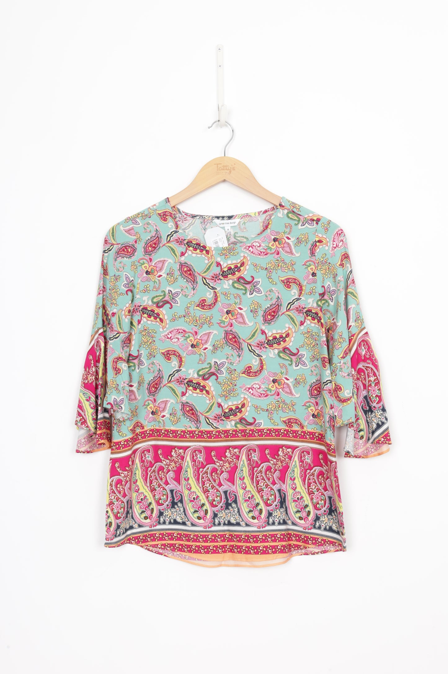 Lemon Tree Design Womens Green Top Size 8
