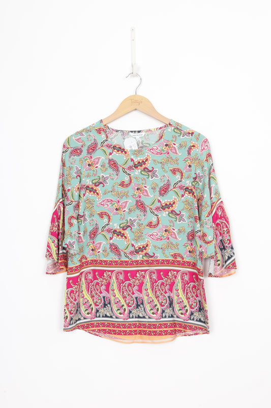Lemon Tree Design Womens Green Top Size 8