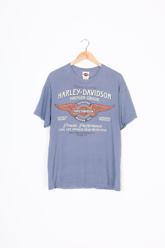 Motor Harley davidson  Mens Blue T-shirt Size L