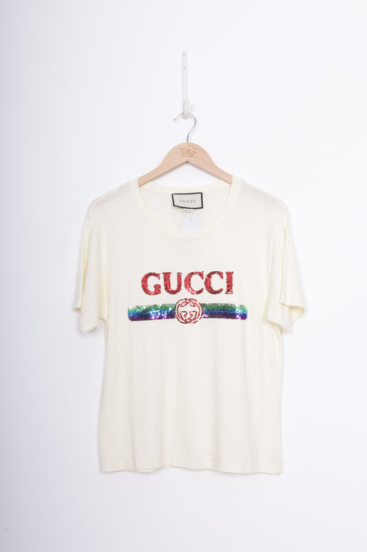 Gucci Womens Cream T-shirt Size XS
