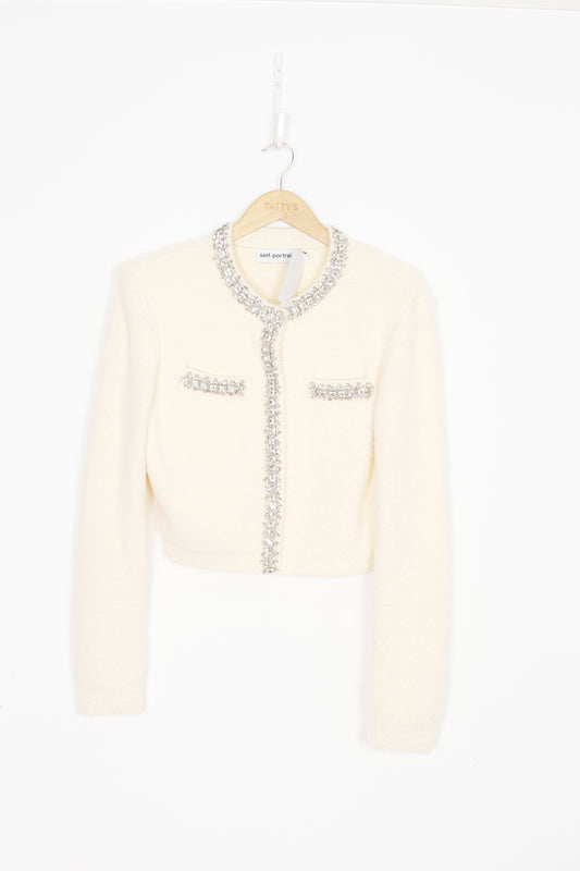 Self-Portrait Womens Cream Cardigan Size M