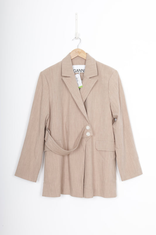 Ganni Womens Beige Blazer Size EU 36