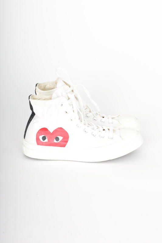 Converse X Play Comme Des Garcons Mens Cream Sneakers Size EU 40