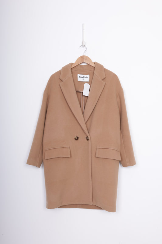 Ena Pelly Womens Brown Coat Size 6