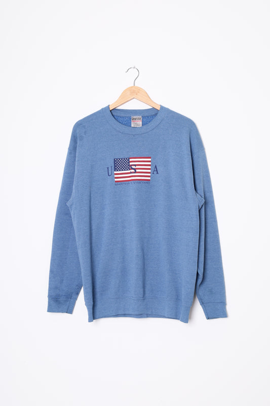 Oneita Mens Blue Sweatshirt Size L