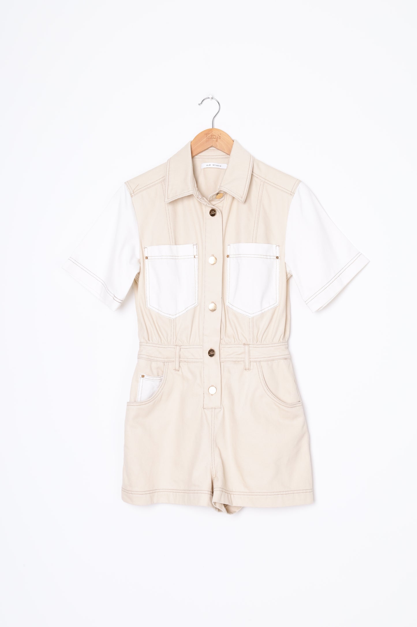 Aje Studio Womens Beige Jumpsuit Size 4